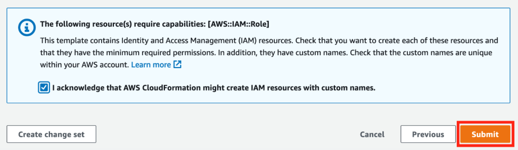 Acknowledge stack creation
