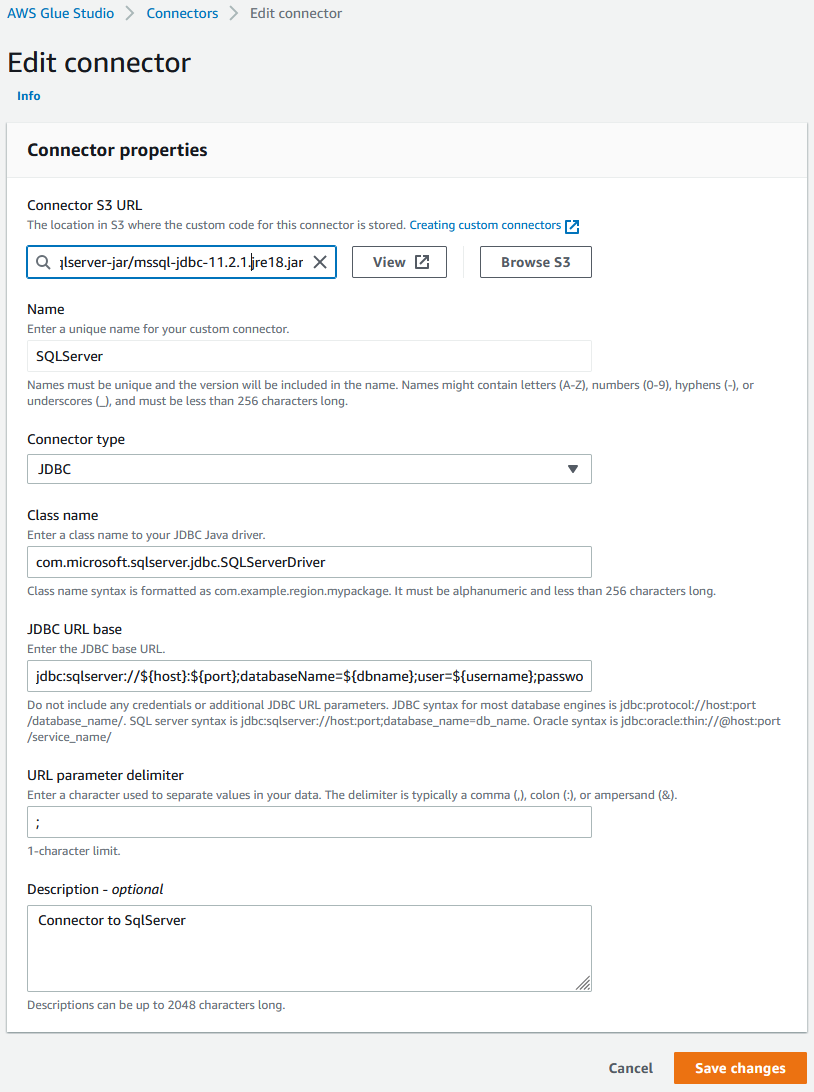 Editor connector - connector properties