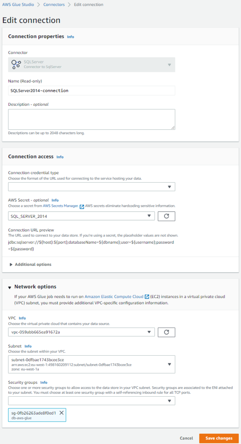 connectors - edit connection