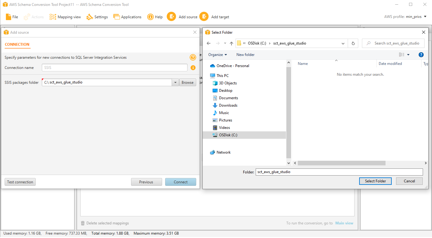 AWS SCT Chose ssis source