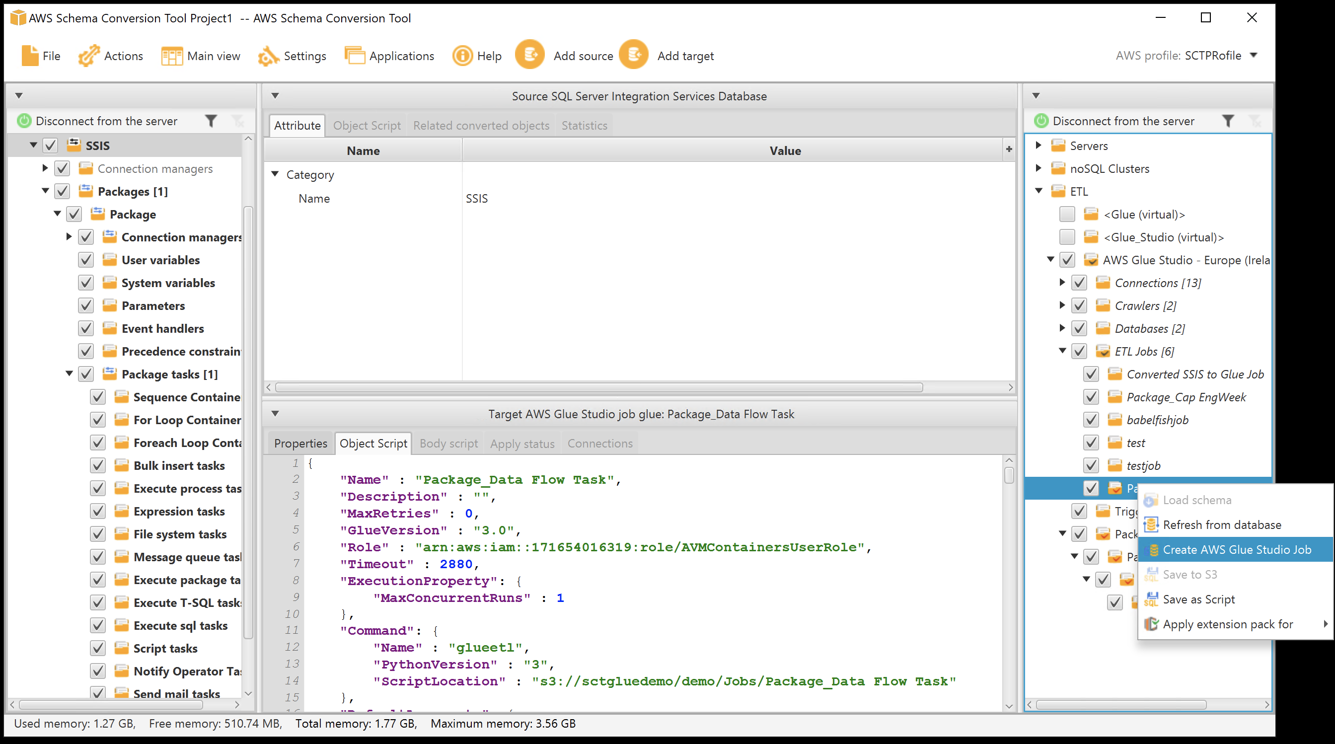 AWS SCT Create Glue Studio Job