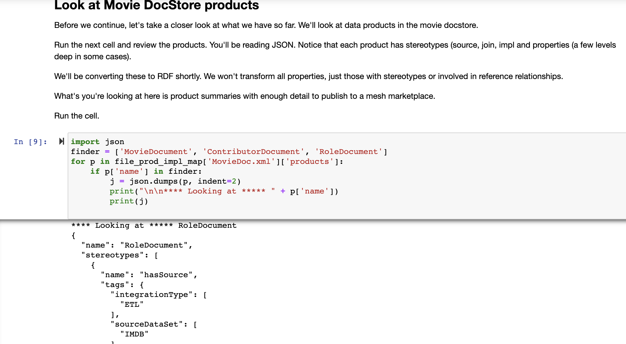 Look at doc store products extracted from UML