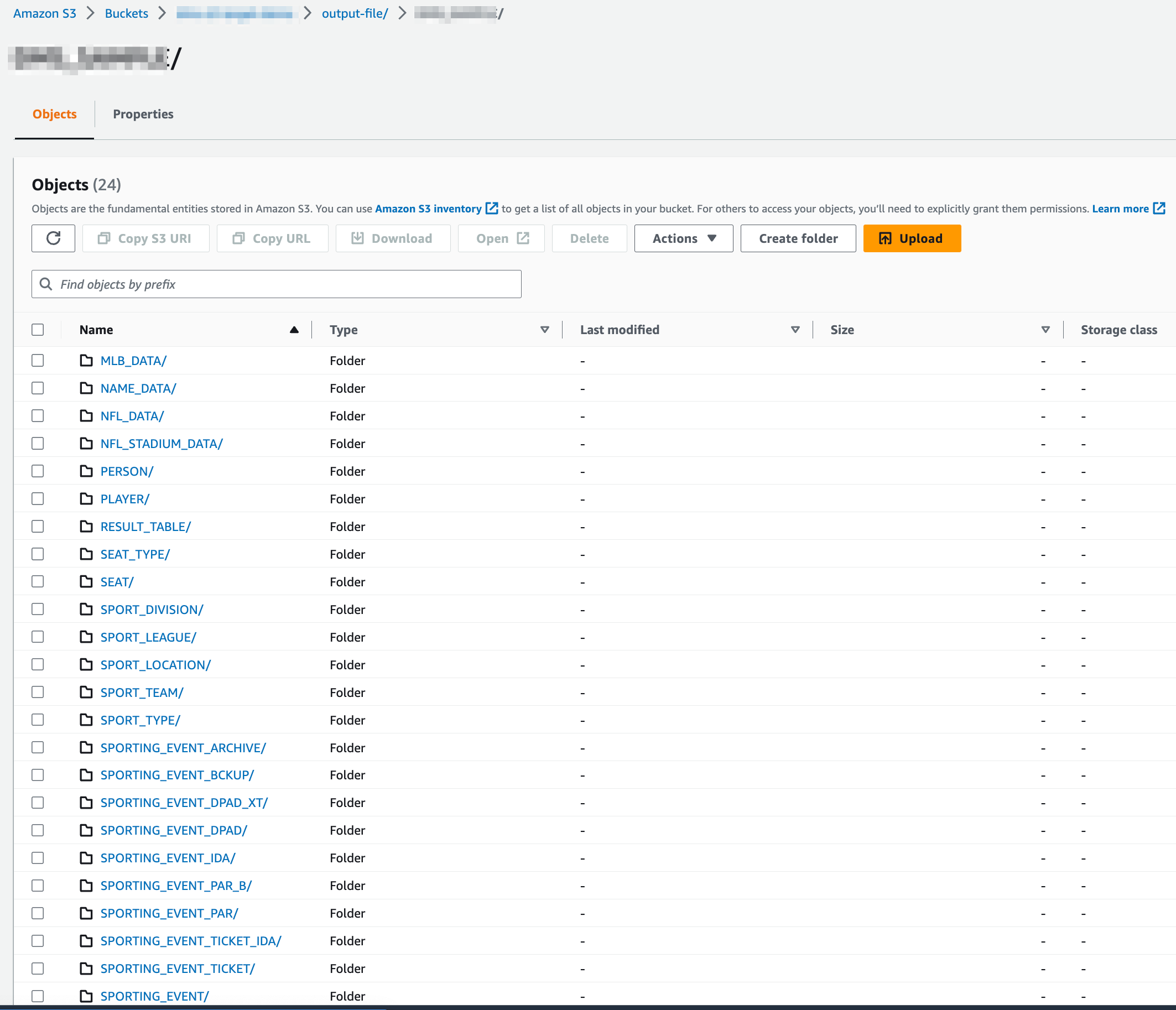 DMS S3 bucket screenshot
