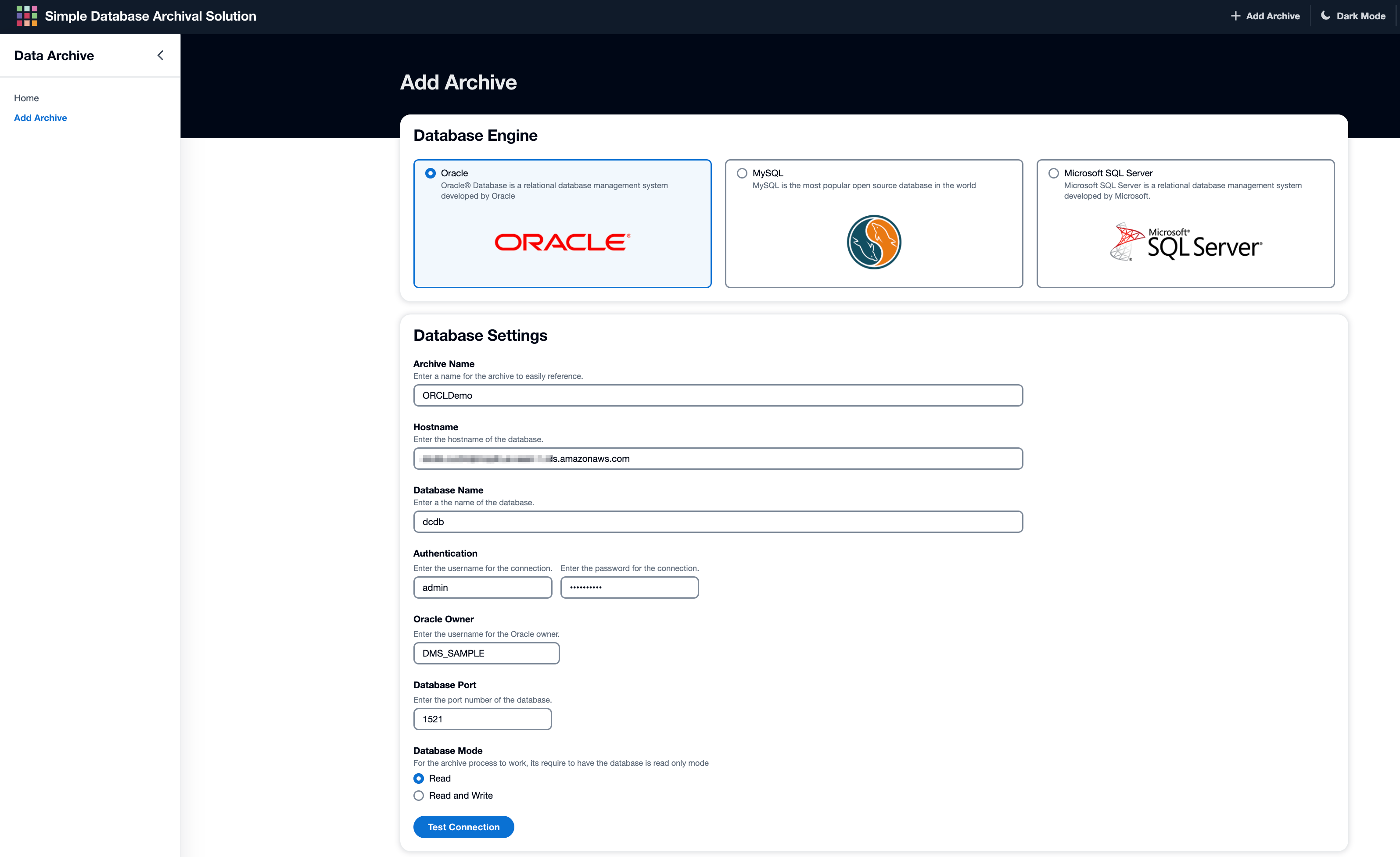 SDAS add archive screenshot