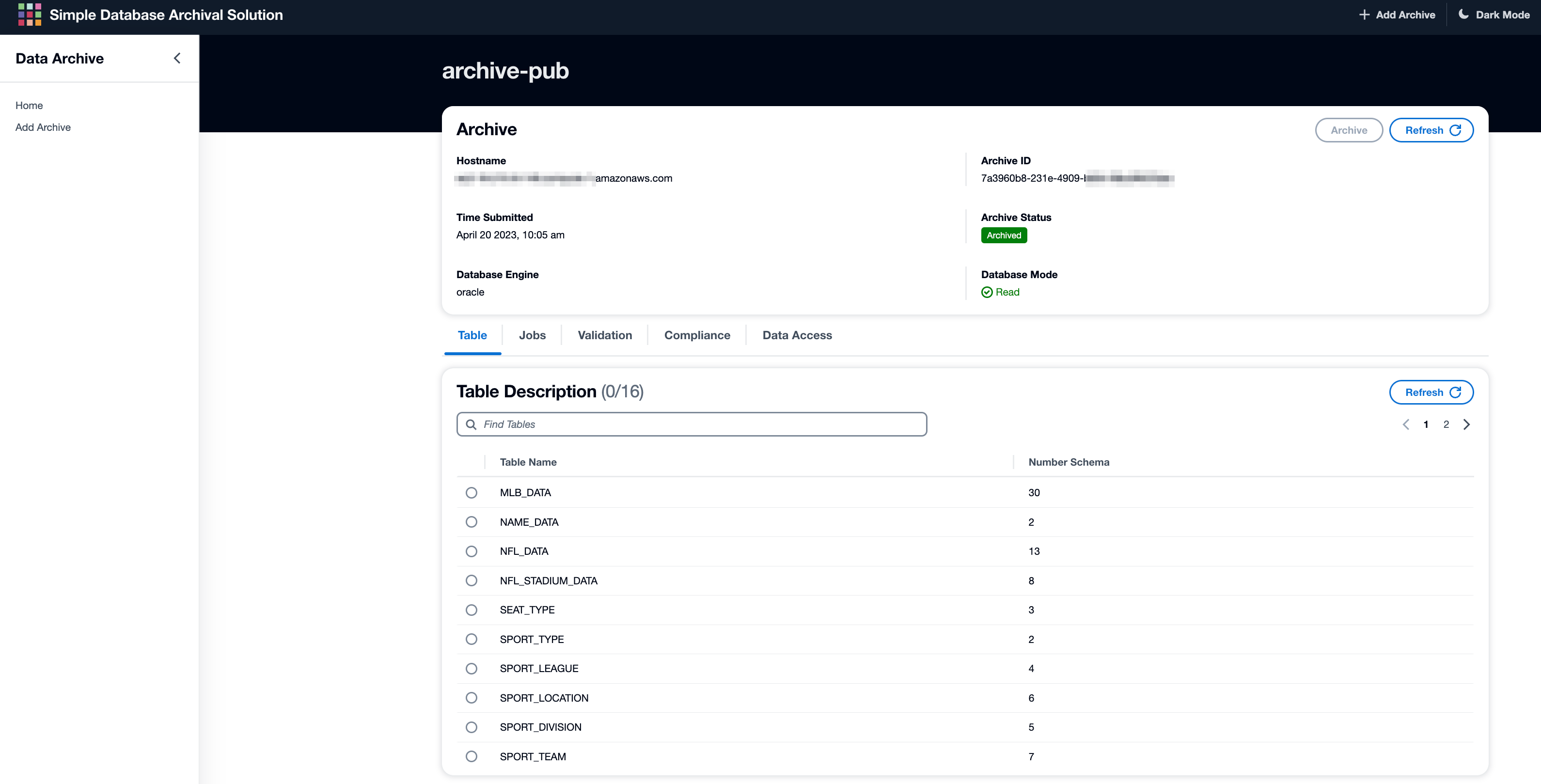 SDAS archive screenshot