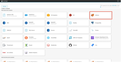 Choosing datasets on QuickSight