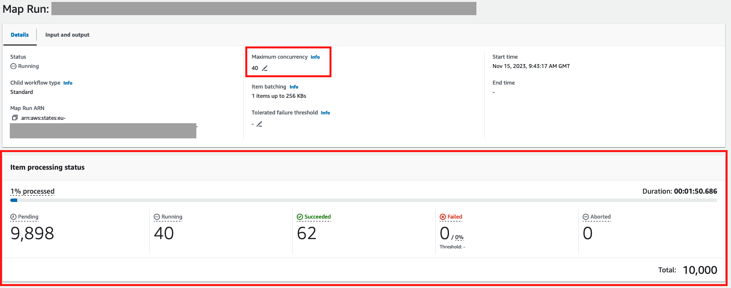 the maximum concurreny option on the step function page