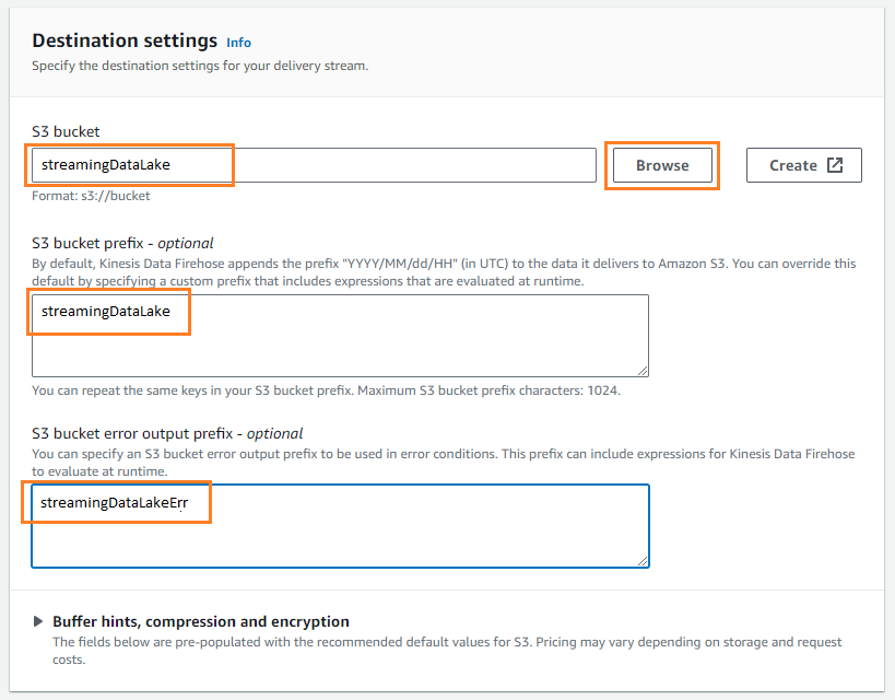 destination settings