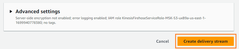create delivery stream