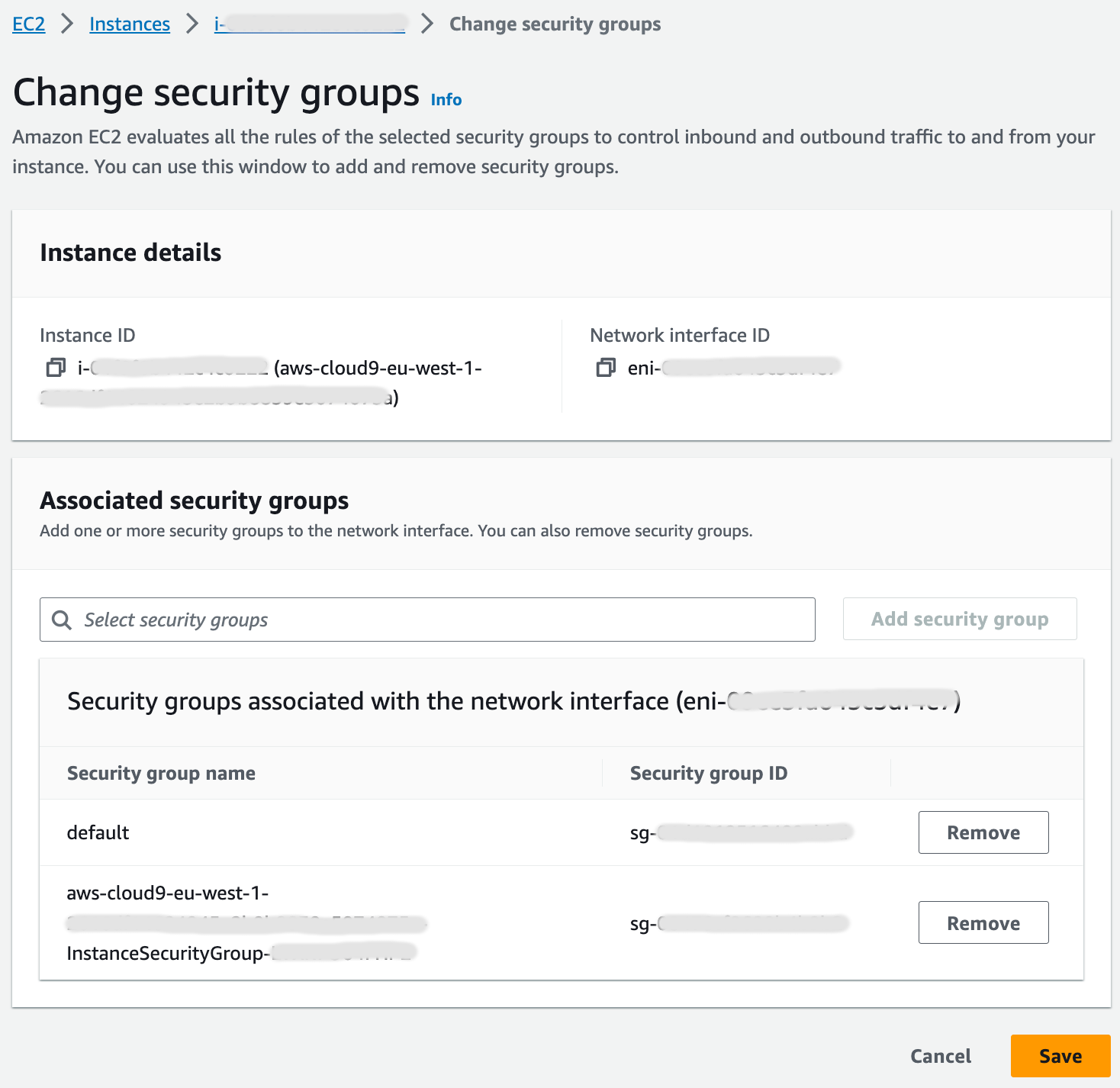 Change security group