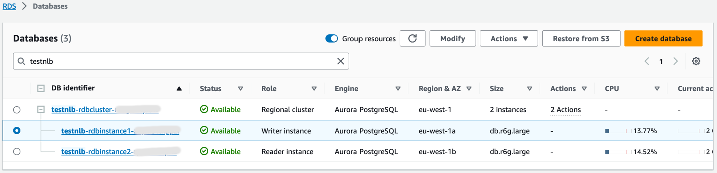 Database failed over