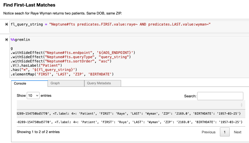 Find first/last name match to materialize