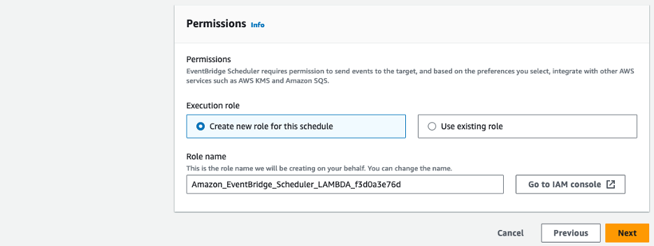 Select to create a new role for execution