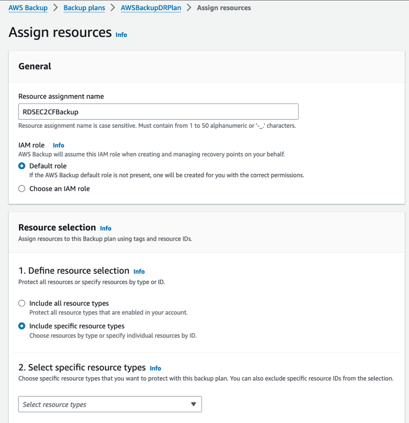 AWS Backup backup plan and backup rule creation 