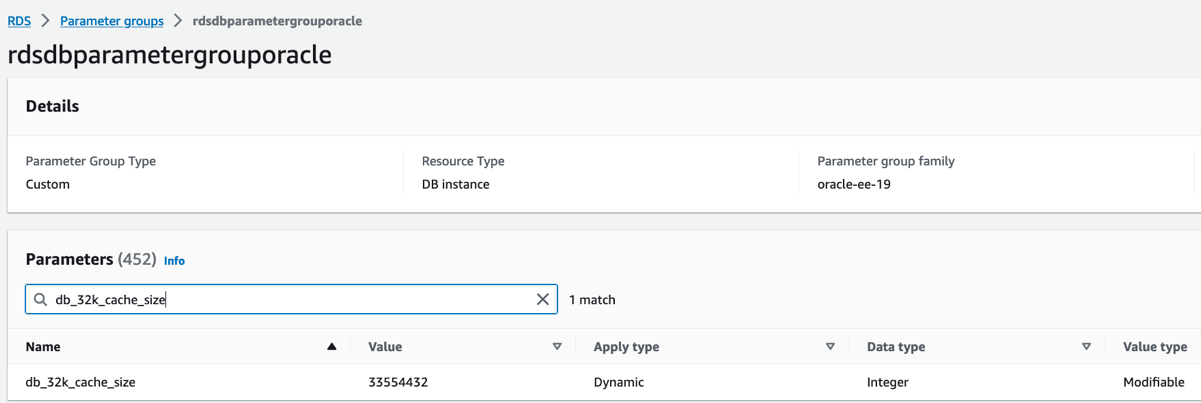 RDS Parameter group parameter verification
