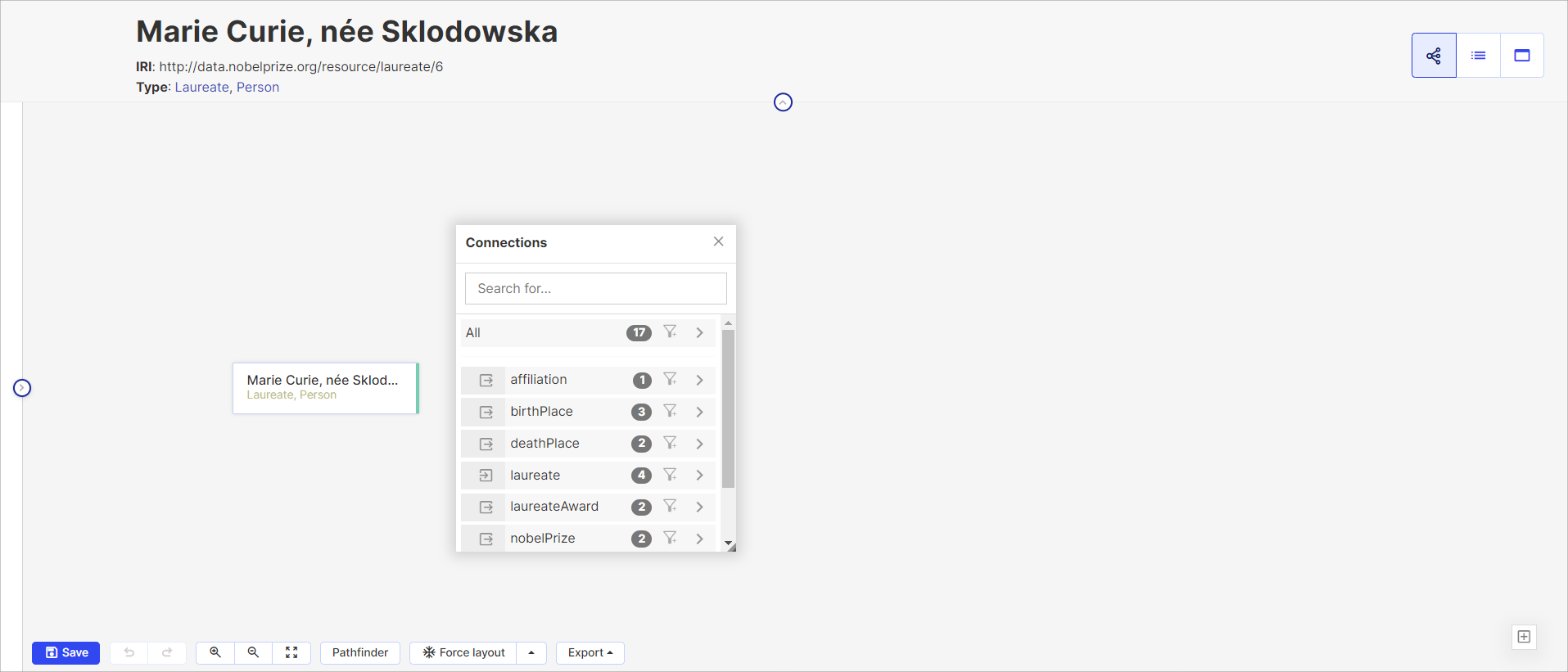 Graph navigation component