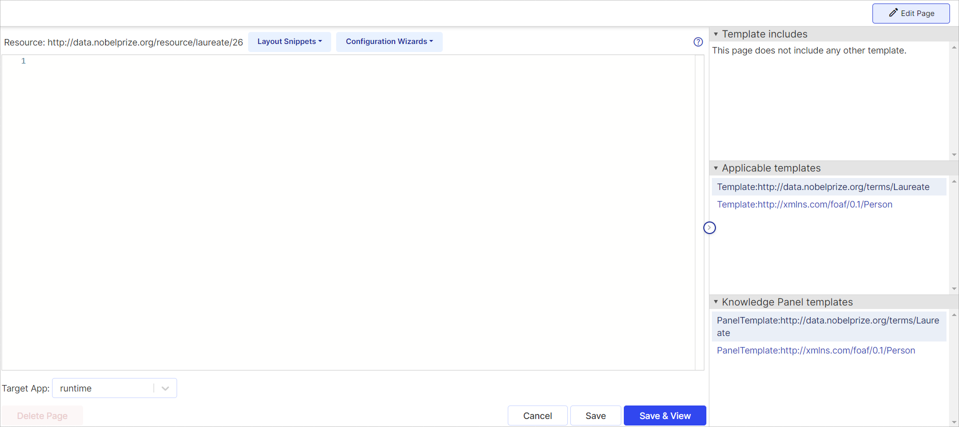 Template page editor - laureate class