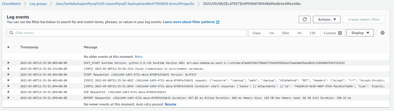 CloudWatch Log Events