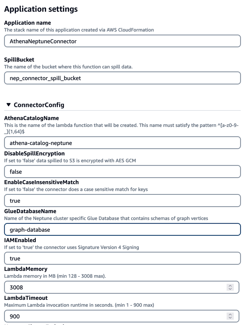 Connector parameters 1