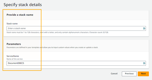 Specify Stack Details