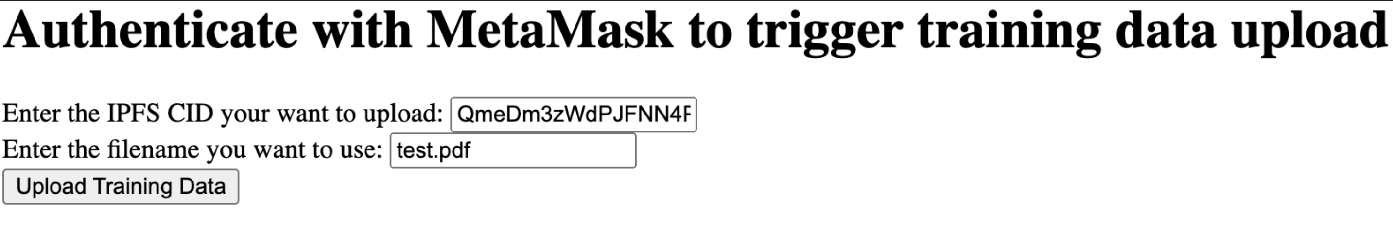 MetaMask Auth to trigger Data Upload