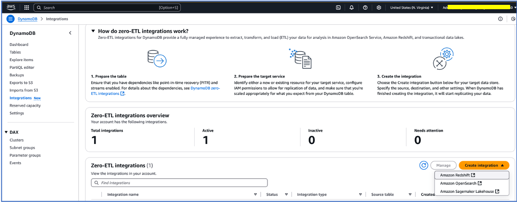 zETL Integration creation step-1