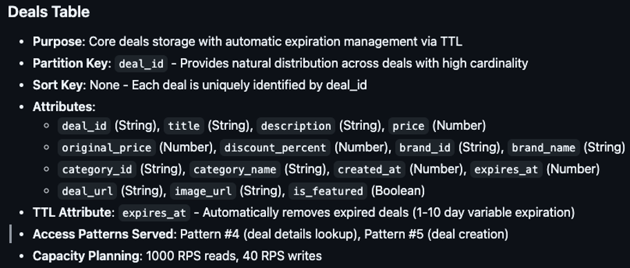 Table and index design