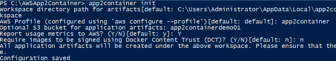 App2Container initiation 