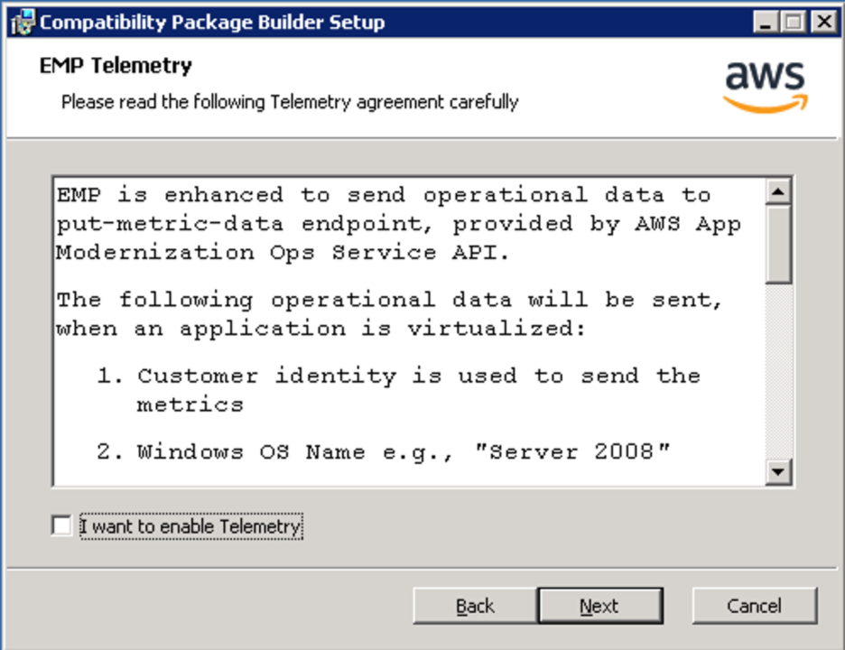 <alt_text: Read and accept the EMP Telemetry agreement>