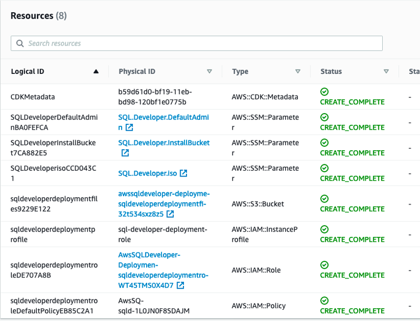 Browsing resources created by the deployment.