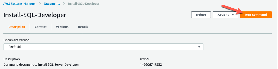 Launching the automation document.