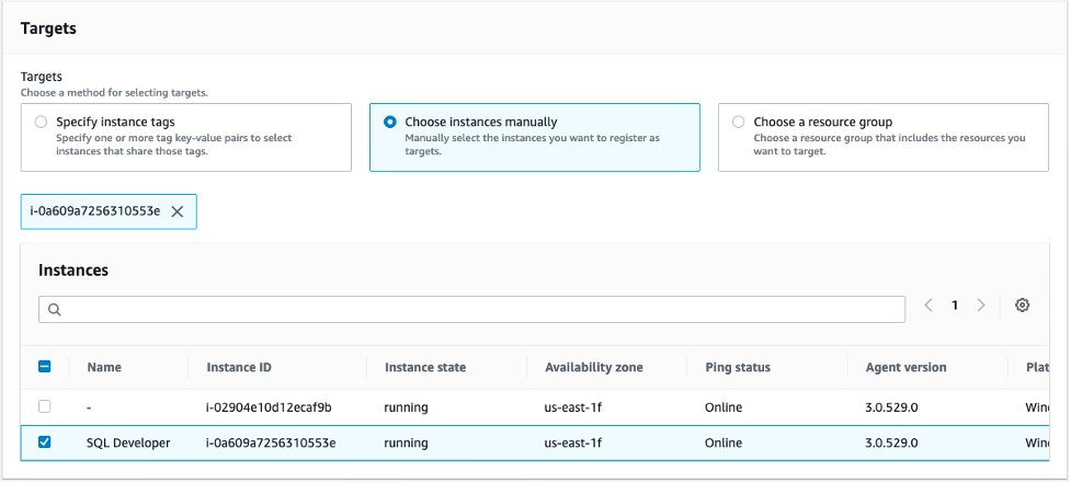 Choosing target instances