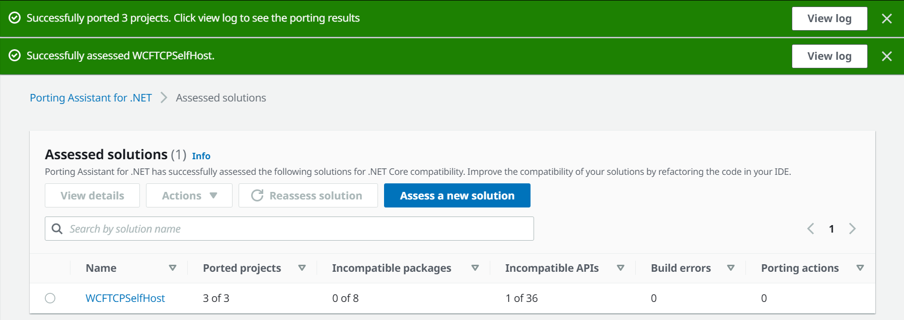 Ported Solution Assessment
