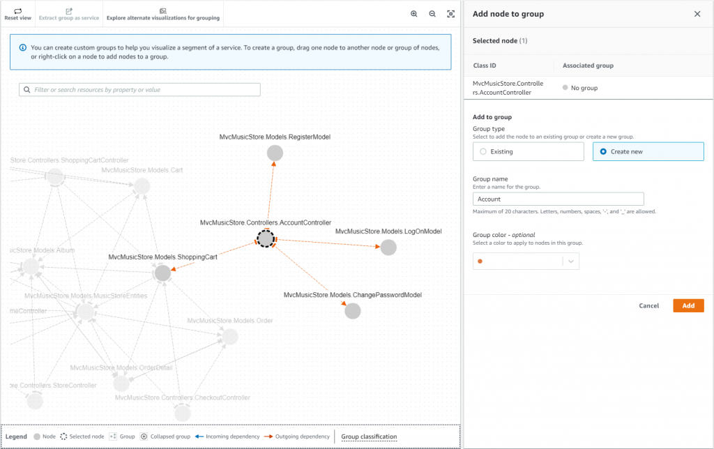 Figure 5: Create a group in Visualization tab.