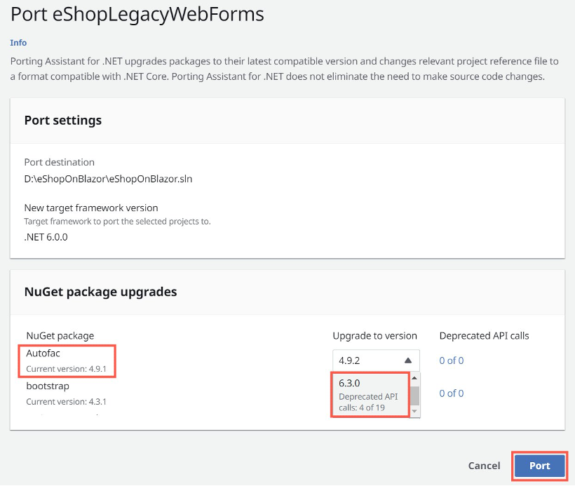 Figure 6 – Port settings page