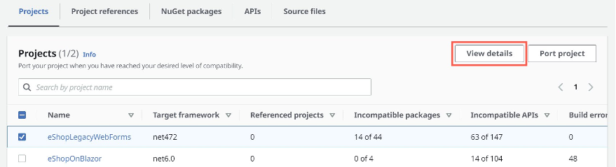 Figure 5 – eShopOnBlazor Projects list