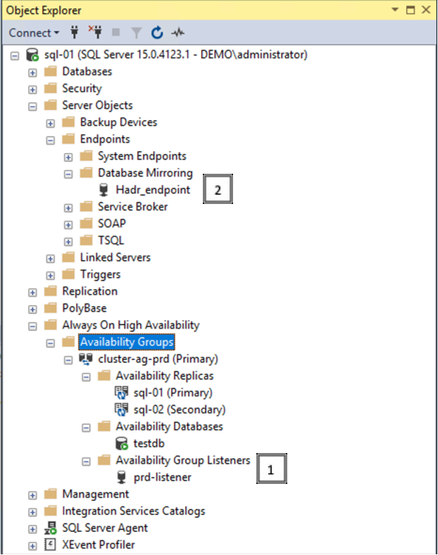 Always On AG from Microsoft SQL Server Management Studio on Production Outposts