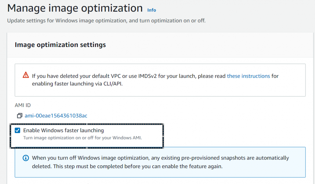 Figure 6. Windows Faster Launching Configuration
