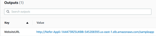 Figure 14 Output tab of CloudFormation stack