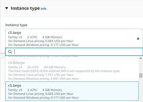 Selecting an Instance Type in the Launch Instance Wizard