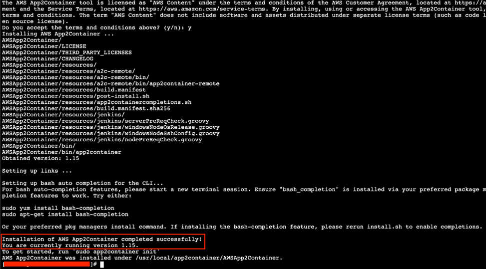 Figure 2: App2Container installation – Application Server