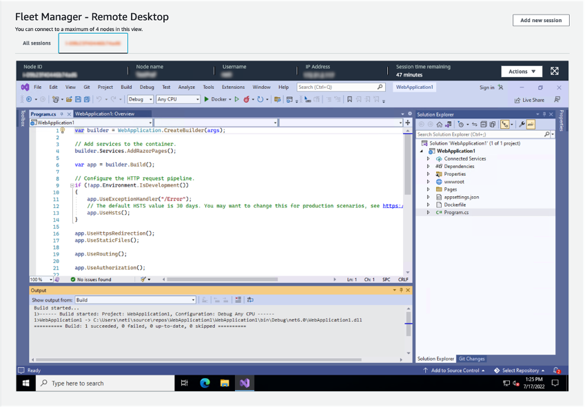 Visual Studio Running on EC2 instance