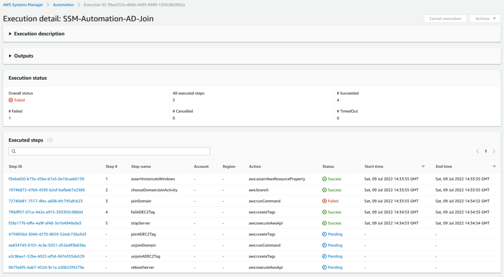 Figure 14: Execution detail screen with a failure in Step #3.