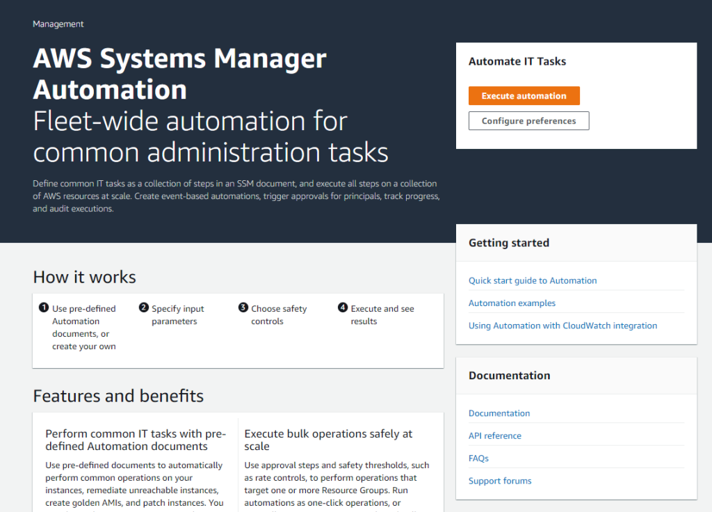 Figure 8: Execution automation in AWS Systems Manager.