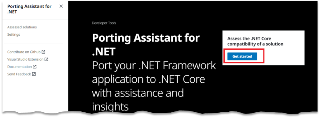 Get Started button to initiate assessment