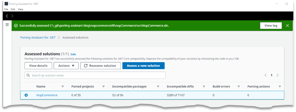 Porting Assistant Dashboard