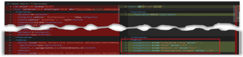 Updated project file with the compatible NuGet packages