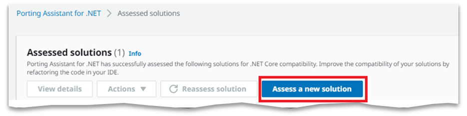 Option to select new solution for assessment