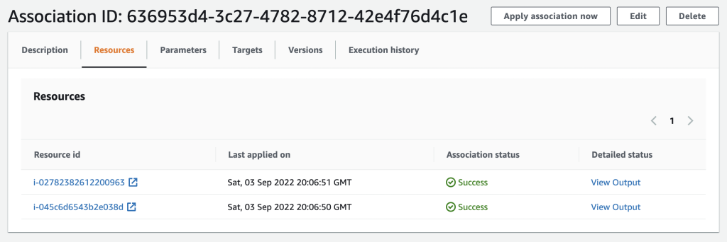 Figure 12: Example screenshot of the domain join association and it's Resources tab.