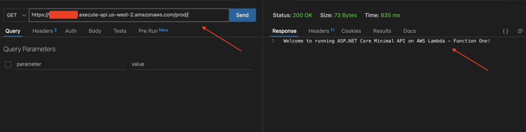 HTTP Get Request to FunctionOne URL using VSCode Thunder Client